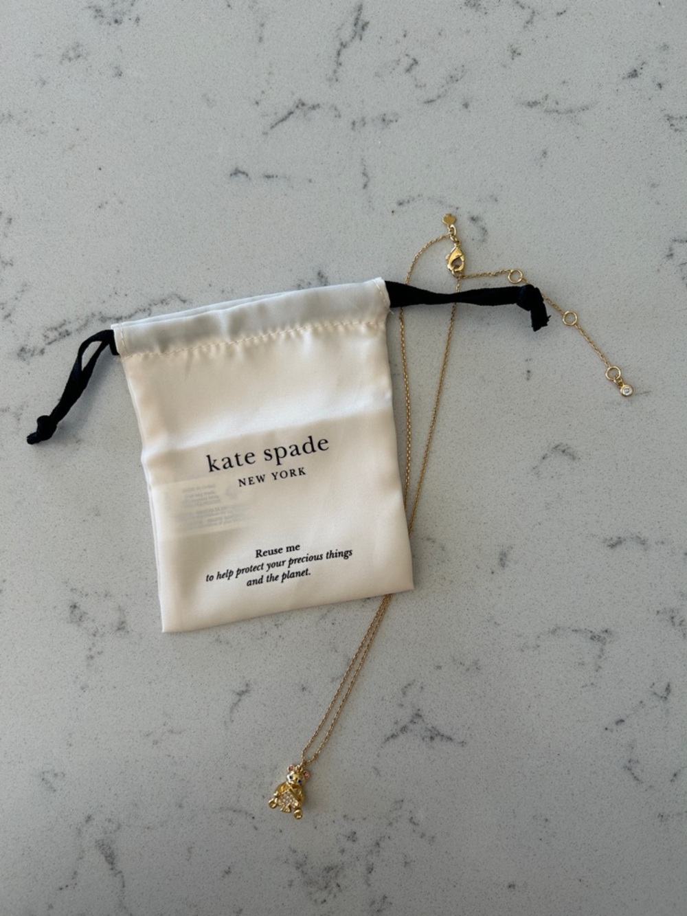 Kate Spade Gold Teddy Bear Pendant Necklace - Women's Jewelry